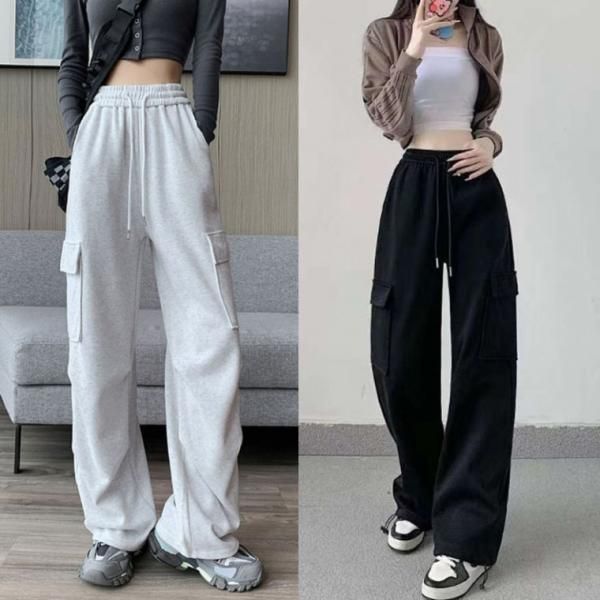 2023 Fall New Arrival Women&#39;s Daily Banding Wild Pintuck Cargo Training Pants