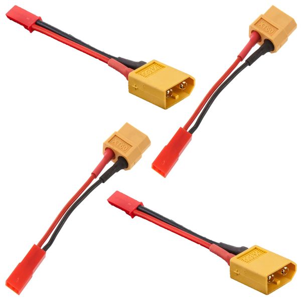 Boladge 2 Pairs XT60 Male Female Connector Converts to 2 Pin JST Male Female Connector Adapter 10CM 20AWG Cable for RC Airplane Car Helicopter