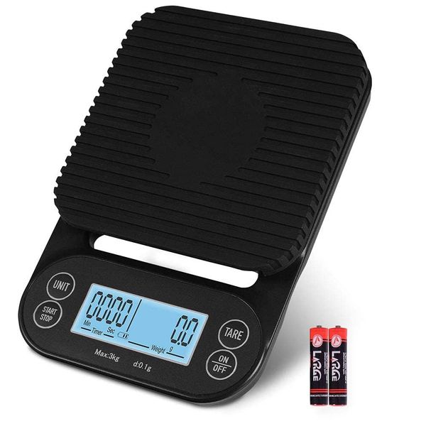 Fuzion Coffee Scale with Timer, High Precision, LCD Display, Black, Silicone Pad, 3000g Capacity, Timer & Beep Function, Ideal for Coffee Enthusiasts
