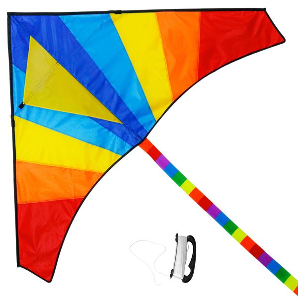 Christen Sunny Delta Kites for Kids & Adults, Easy to Fly Kite,Beginner Kite Beach Kite for Outdoors Game with Line and Handle (Colorful)