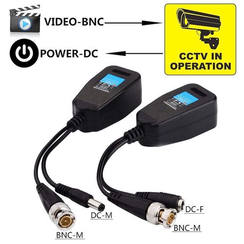 Socobeta 1 Pair Balun Transceiver Passive CCTV Coax BNC Video Transceiver with Power Connector RJ45 Cable Converter
