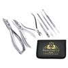 Professional Nail Clipper - Nail Cutter - Manicure Pedicure Kit - Podiatry Instruments - Set of 7 Pieces - Nail File - Cuticle Nipper - Nail Lifter - safety case
