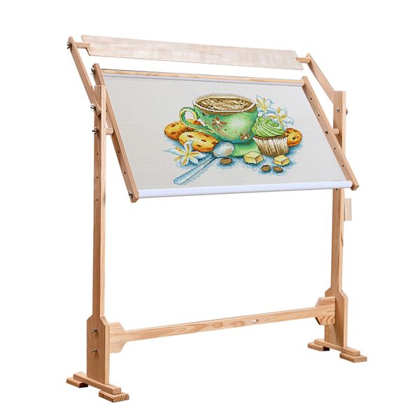 Quilting Frames for Hand Quilting, Cross Stitch Frame Stand, 360 Degree Adjustable Embroidery Stand, Wooden Frame Cross Stitch Floor Stand for Cross Stitch Needlework Art Craft Sewing