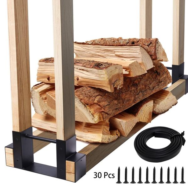 2Pcs Outdoor Firewood Log Storage Rack Bracket Kit Fireplace Log Rack Holder