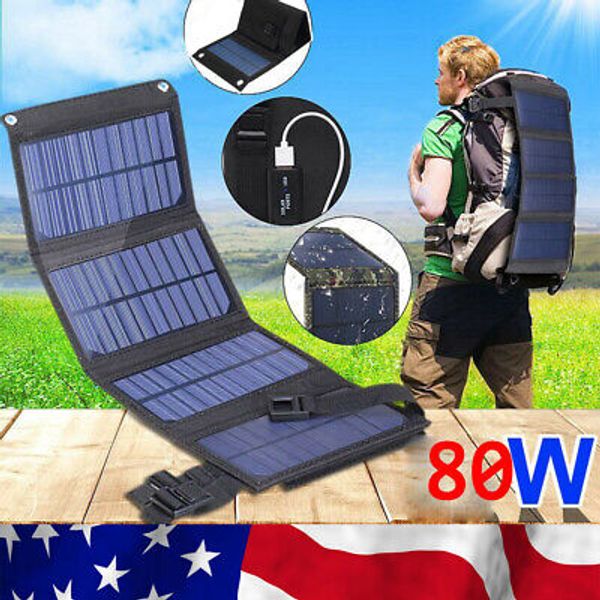 80W Solar Panel Kit Power Station for RV Car Camping Charger Foldable Portable