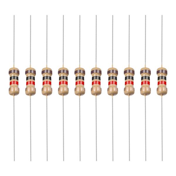 YOKIVE 200pcs Carbon Film Resistors 1/4W 1K Ohm 5% Tolerance Resistors for DIY Electronic Projects 4 Color Bands 45x2.2mm