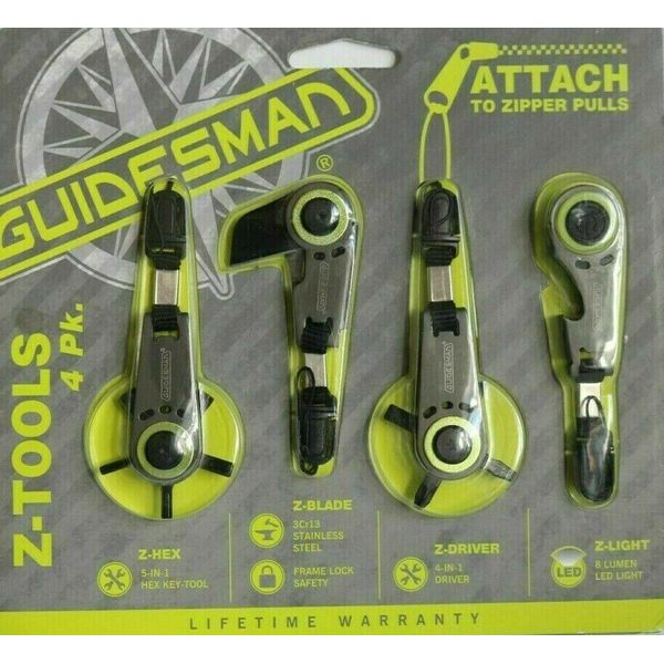 NEW - Guidesman Z-Tools Set Hex Blade Driver Light Attach to Zipper Pull Ztools