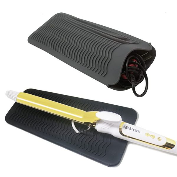 Hair Iron, Heat Resistant Mat, Heat Resistant Storage Pouch, Heat Resistant Silicone Mat, Hair Iron Storage Case, Stores Hot, Burnproof, 2 in 1, 2 Way, Prevents Heat and Drops, Black