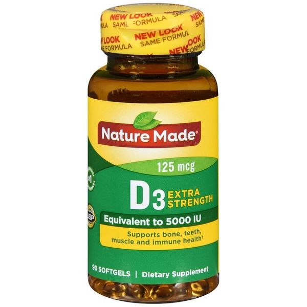 Nature Made D3 5000 IU (125 mcg) Softgels Extra Strength 90 EA