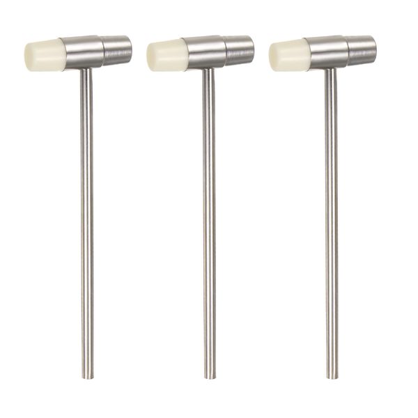 uxcell 3pcs Small Plastic Metal Hammered 5" Round Dual Head Multi-Function Mallet with Soft/Hard Tip for Jewelry Watch Craft White
