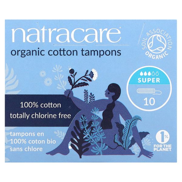 Organic Cotton Tampons, Super, 10 Tampons