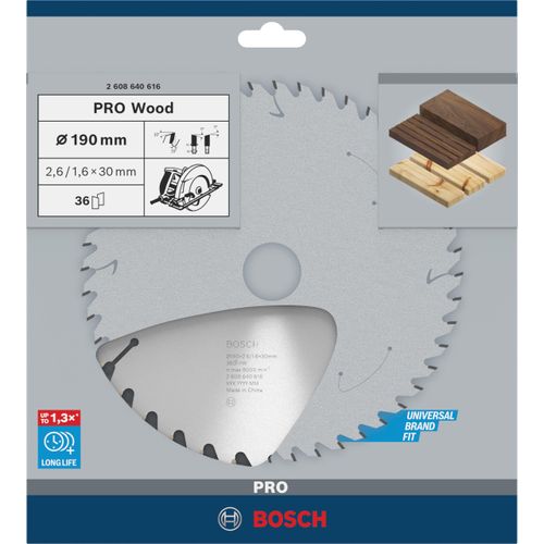 Bosch 2608640616 190 X 2.6 X 30/36 Opti Wood Circular Saw Blade Hand