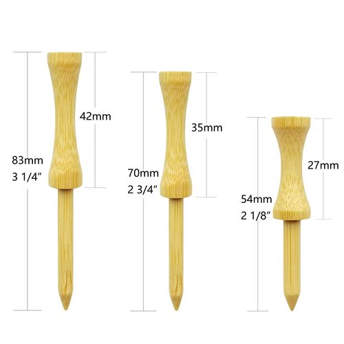 Zivisk Bamboo Golf Tees 3-1/4 inch 100 Count Wooden Tall Step Down Castle Tees Golf (Natural Color)