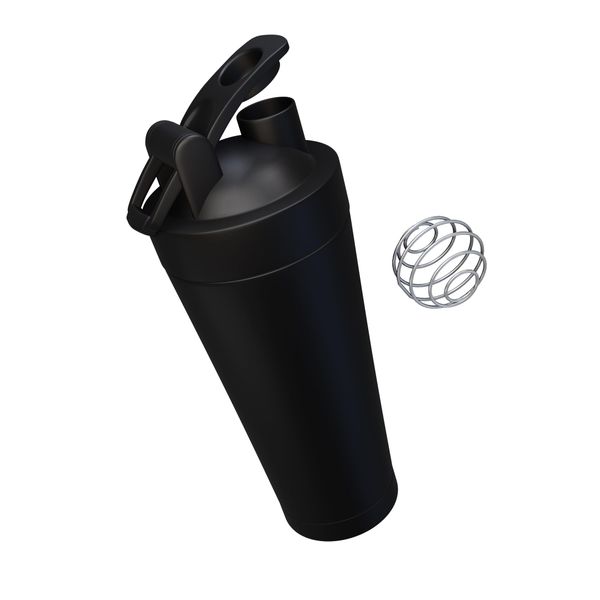 NUMAN Protein Shaker - Durable Stainless Steel Shaker Bottle with Metal Mixer Ball - Protein Bottle with Non-Drip Screw Top - 750ml