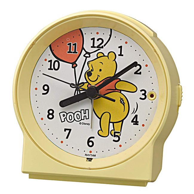 RHYTHM 8RE671MC33 Winnie the Pooh Alarm Clock Continuous Second Hand Electronic Sound Alarm Clock Yellow 3.8 x 3.6 x 2.2 inches (9.6 x 9.2 x 5.5 cm)