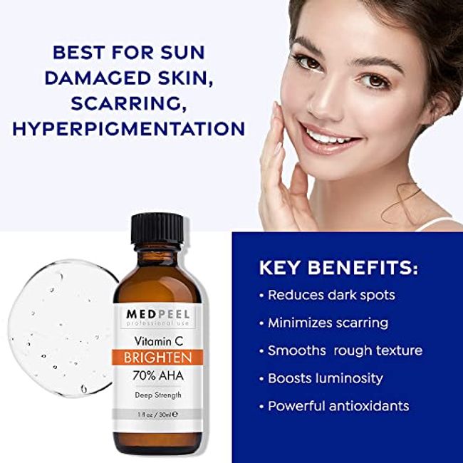 MedPeel Glycolic Acid 70% Essential Peel Kit, Includes Peel, Prep and  Neutralizer, Professional, Deep Strength Chemical Face Peel, Minimize Pores