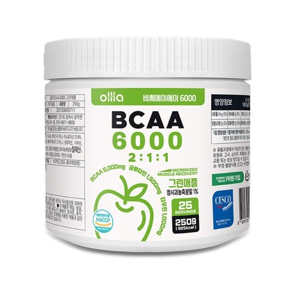 Ola BCAA Powder 6000 250g Green Apple, 1 pc