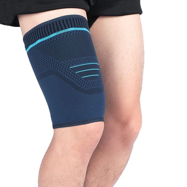 TOFBS 2 Stück Oberschenkelbandage für Herren ＆ Damen Atmungsaktiv Rutschfest Kompression Oberschenkel Bandage für Sport, Kniesehne, Quadrizepsverletzungen, Muskelfaserriss (XL, Navy Blau)