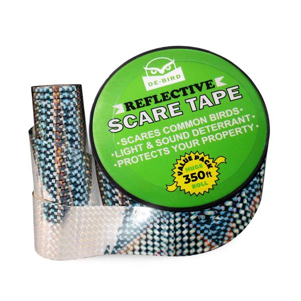 DE-BIRD Bird Repellent Scare Tape - Keep Away Pigeons, Ducks, Crows and More - Deterrent Works with Netting And Spikes (350)