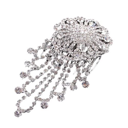 Fashion Trendy Crystal Designer Hair Comb for Women / (Silver-101)