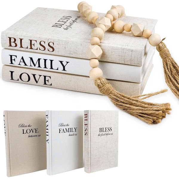 Linen Covered Decor Books 3 Pieces, Decorative Books for Home Decor, Coffee Tabl