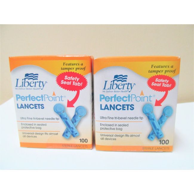 (2) Lancets Liberty Perfect Point Boxes of 100 (200 total) New Sealed