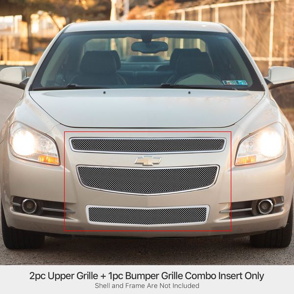 Fits 08-12 2011 2012 Chevy Malibu Stainless Mesh Grille Grill Combo insert