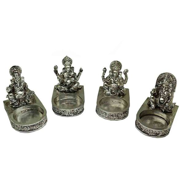 Ganesh T-Light Holder Silver Colour Set Of 4