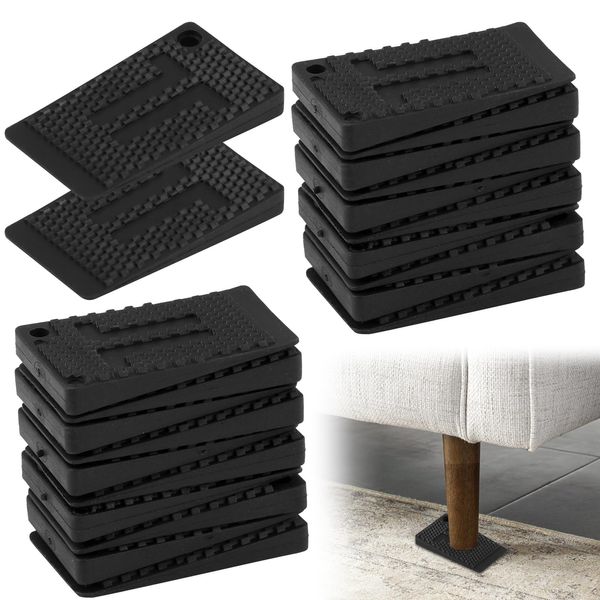 Furniture Levellers Pads 20 Pack Flexible Plastic Table Leveling Shims for Level Wedges Chair Table Wobbly Furniture Cabinet Toilet Home Restaurant Improvement Waterproof Non-Slip Stackable(Black)