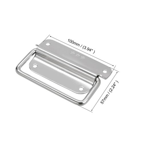 METALLIXITY Chest Ring Pull Handle (100mm/3.94") 1Pcs, 201 Stainless Steel Foldable Pull Handle - for Home Lifting Door Chest Toolbox, Silver