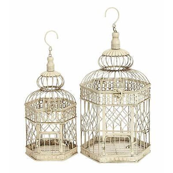 Metal Bird Parrot Cage Gift Candle Table Home Decoration Party Hanging 2pcs set