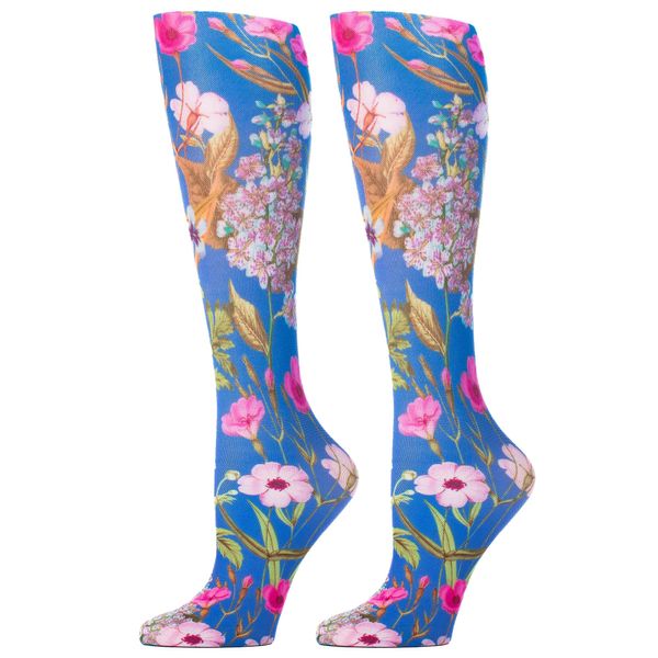 Celeste Stein Women's Mild Compression Knee High Stockings - Blue Morona