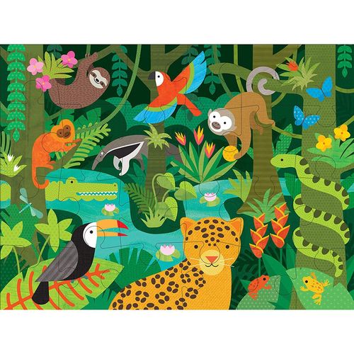 Petit Collage Floor Puzzle, Wild Rainforest, 24-Pieces – Large Puzzle for Kids, Completed Rainforest Puzzle Measures 18” x 24” – Makes a Great Gift Idea for Ages 3+