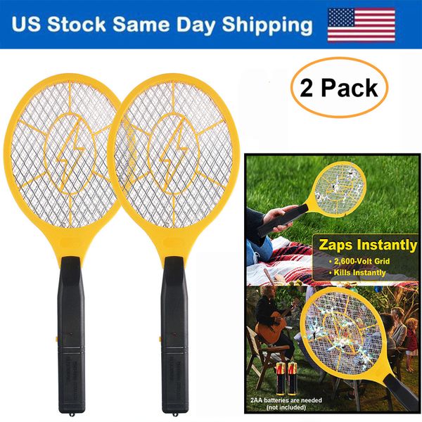 2PCS Handheld Electric Mosquito Fly Swatter Zapper Killer Bug Insect Wasp Racket