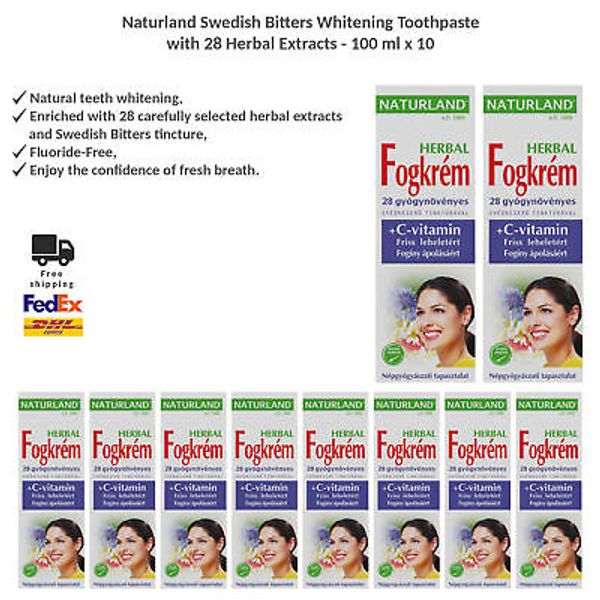 Naturland Swedish Bitters Whitening Toothpaste with 28 Herbal Extracts 10x100ml