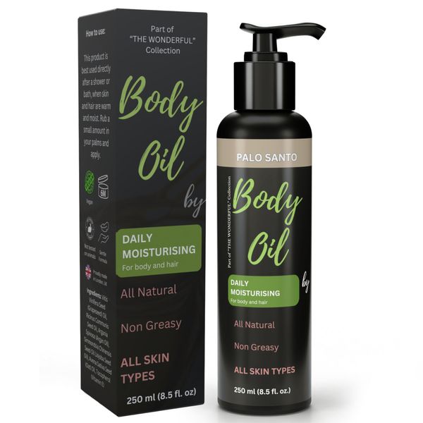 All Natural Skin Relief Body Oil, with Oat Oil & Jojoba Oil, Suitable for Sensitive Skin, Instantly Nourishes Very Dry, Sensitive Skin, Suitable for a Massage, 250ml (250ml, Palo Santo)