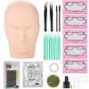 Training Head, Mannequin Head, Practice Make-up Dummy Model Heads, Make-up Head, Massage Training Practice Head, Eyelash Extension Set, Grafting False Eyelashes, Tweezers, Cleaning Rod, Glue