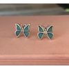 Sterling Silver TINY 10x10mm Turquoise chip Blue Butterfly Stud Studs Earrings