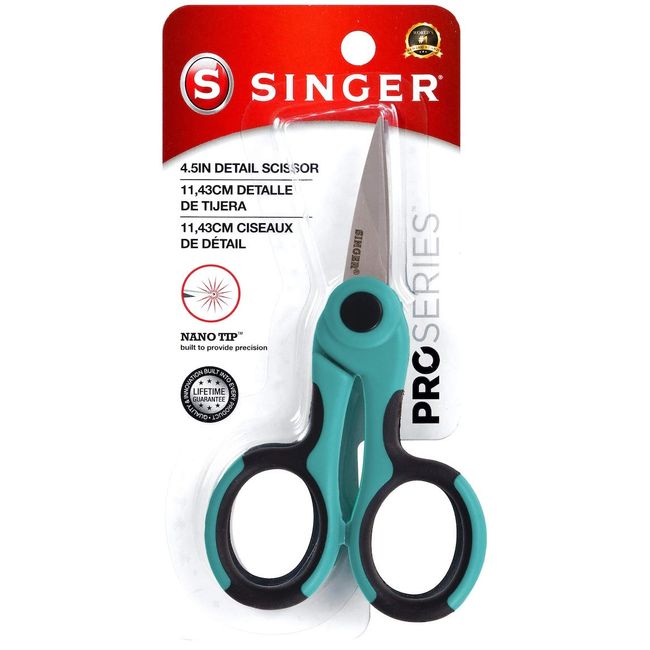 SINGER 00557 4-1/2-Inch ProSeries Detail Scissors with Nano Tip, Teal