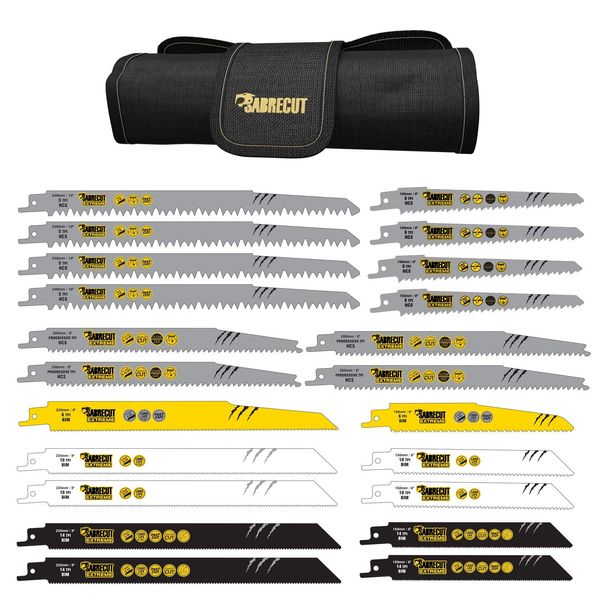 22 x SabreCut SCRSBK22 Mixed S610DF S644D S922BF S922HF S1110DF S1122HF S1122BF S1531L S2345X Fast Wood and Metal Cutting Reciprocating Sabre Saw Blades Compatible with Bosch Dewalt Makita and others