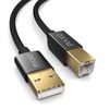 PAXO 5m Nylon USB printer cable, black, USB A plug to USB B, charging cable, data cable, gold plug