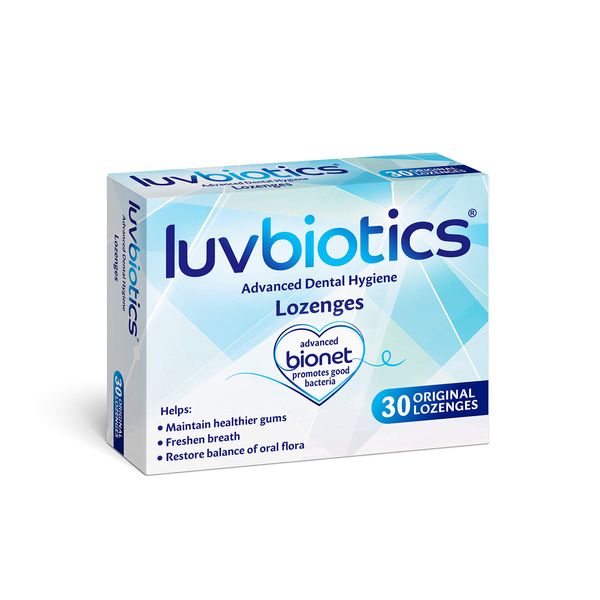 Luvbiotics Sugar-Free Lozenges with Probiotics & Xylitol and Aloe Vera Promotes Good Bacteria for Fresh Breath, Healthy Gums and Cavity Protection. Mint, Pack of 30