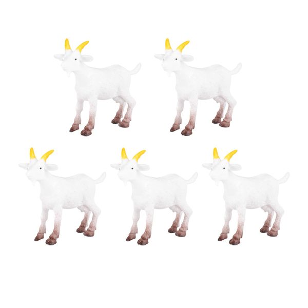 Angoily 5PCS Farm Animals Playset Simulation Tiny White Goats Lambs Sheep Model Scene Layout Prop Small Animal Early Educational Goat Toy Goat Figurines