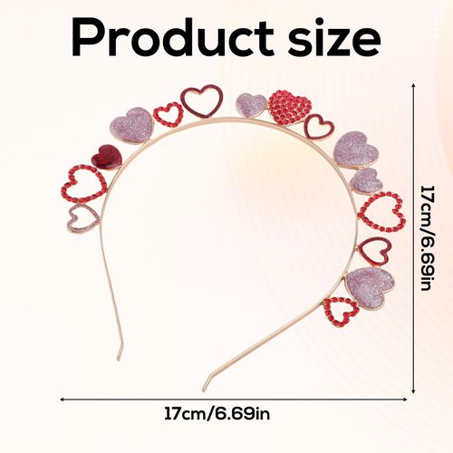 Heart Headband for Woman, Glitter Heart Hair Hoops Valentine's Day Heart Hairbands Sweet Cupid Headband for Festival Gift