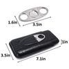 Cigar Case. Premium Stainless Steel Cutter Included. Crocodile PU Leather (Black)