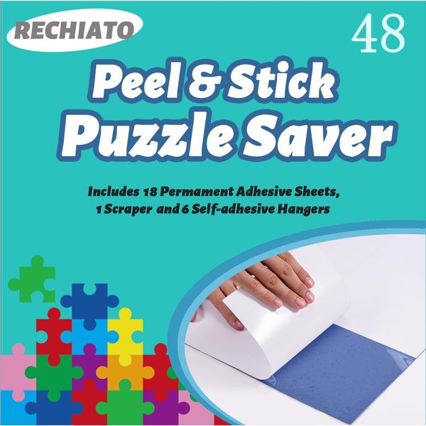 Preserve 8 X 1000 Puzzle Glue Sheets, 48Sheets Puzzle Saver Peel and Stick, Puzzle Saver Sheets No Stress & No Mess, Puzzle Sticker Sheets Preserve Your Puzzle, Work Better with Puzzle Frame