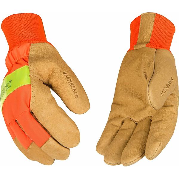 Kinco 1938KWP-M High Visibility Orange Waterproof Pigskin Gloves, Medium