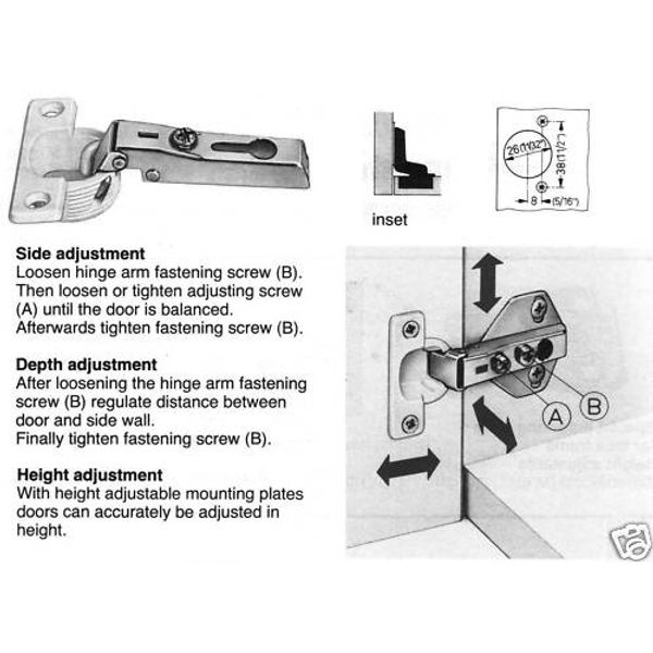 HETTICH MINIMAT CONCEALED HINGES, INSET, FREE-SWINGING, WITH BASEPLATES