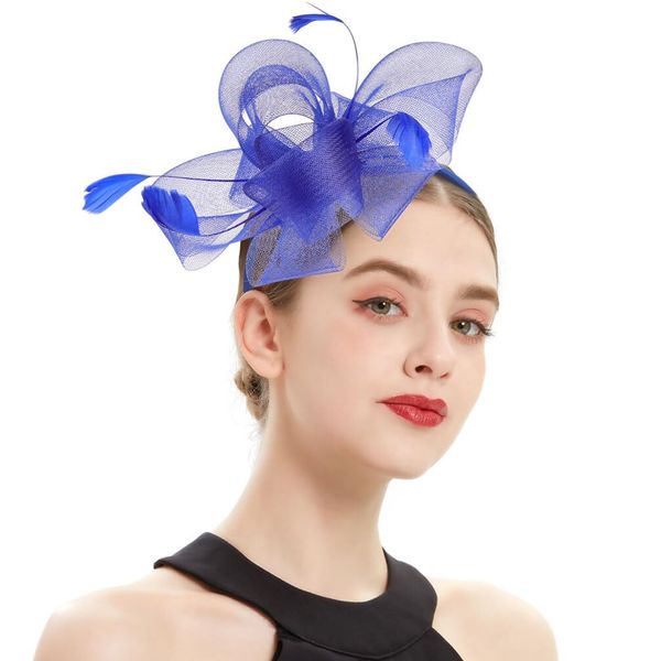 Lurrose Cocktail Fascinator 1 Set Tea Party Hat fascinator clip womens fascinators hat hat fascinator hair clip fascinator headpiece cocktail mesh headwear dual purpose bride artificial Blue