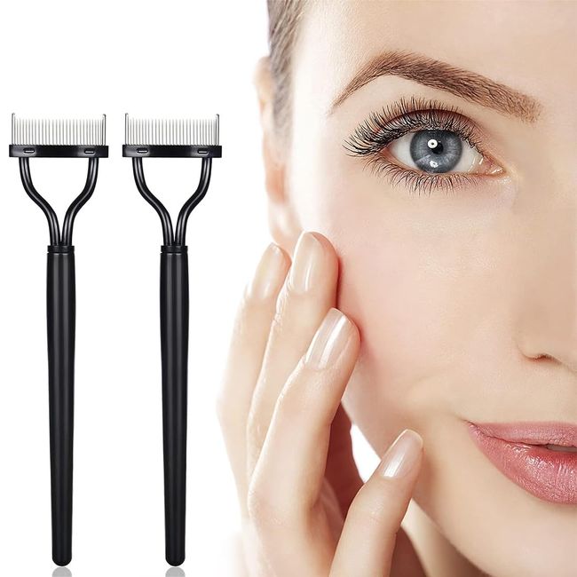 OSUWLSI 2pcs Faltbarer Wimpernkamm, Edelstahl-Zähne Wimpernkamm, Folding Eyelash Combs, Augenbrauen Pinsel, Wimpern Separator, Tragbare Augenbrauenbürste, Schönheitswerkzeug